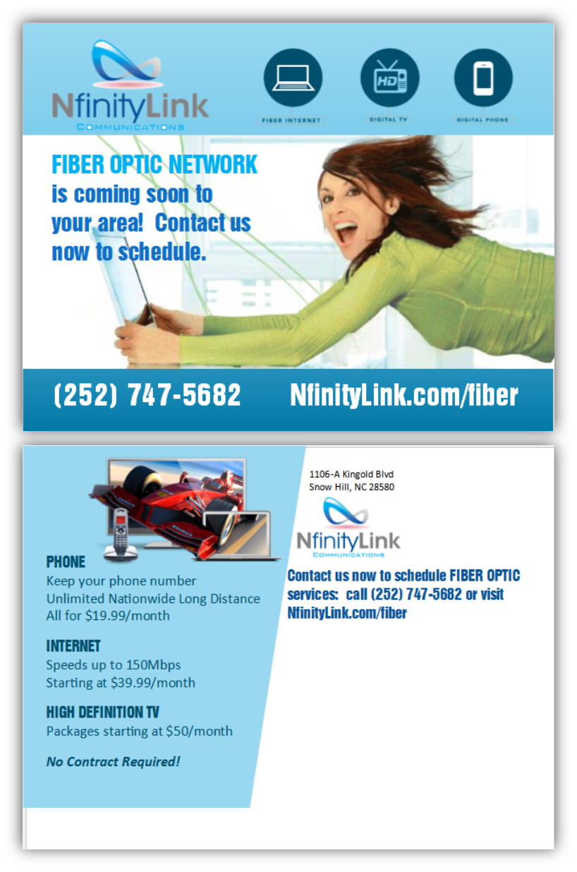 Postkarten-Design von citygirl17 für Infinity Network Services, Inc. | Design #10061919