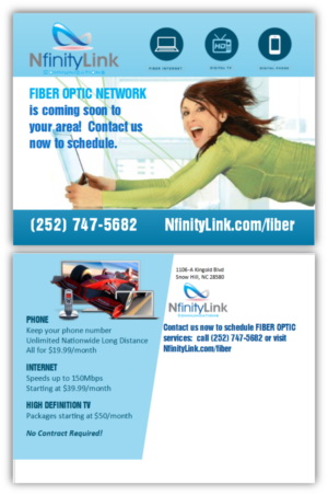 Postcard Design by citygirl17 for Infinity Network Services, Inc. | Design #10061919