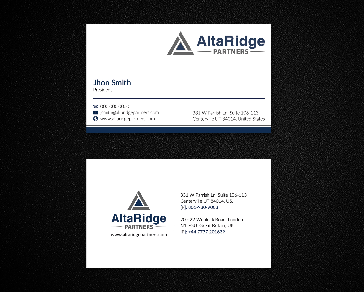 Business Card Design by nuhanenterpriseIT for AltaRidge Partners | Design #10068527