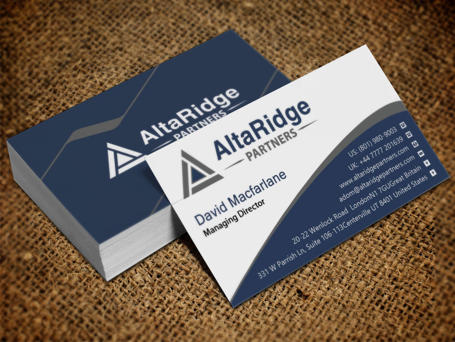 Diseño de Tarjeta de Presentación por Lanka Ama para AltaRidge Partners | Diseño #10017554