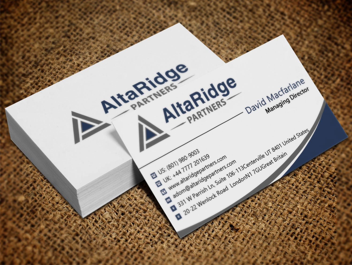 Business Card Design by Lanka Ama for AltaRidge Partners | Design #10017557