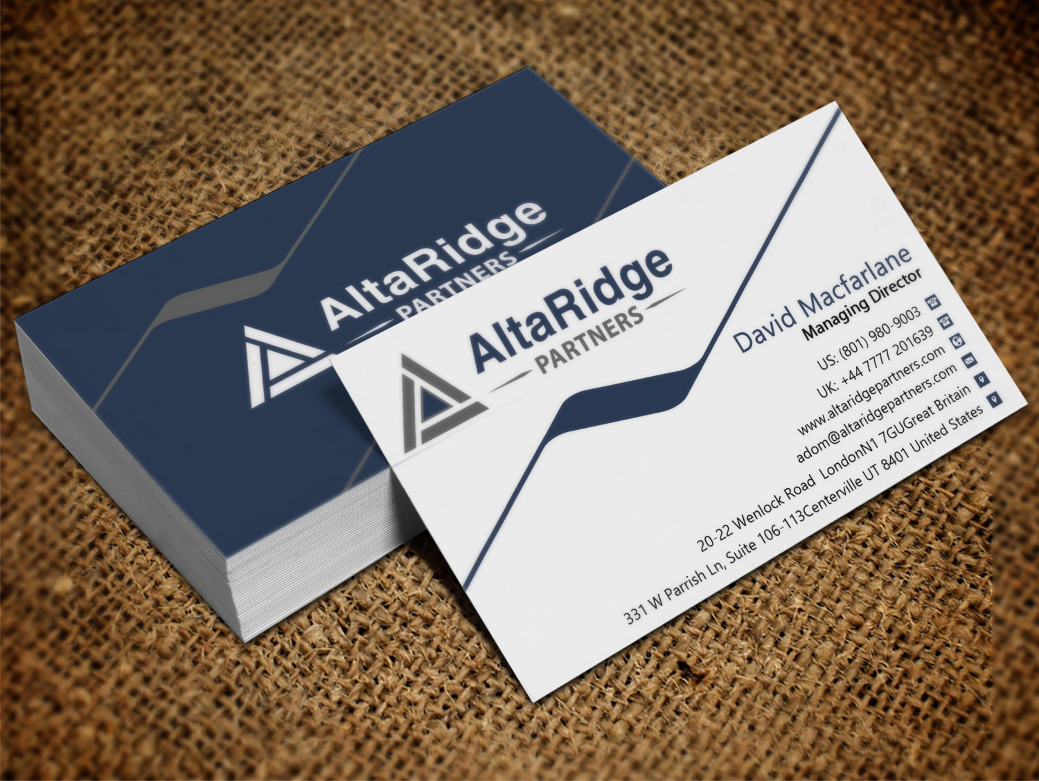 Diseño de Tarjeta de Presentación por Lanka Ama para AltaRidge Partners | Diseño #10017558