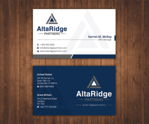 Design de Carte de Visite par Stylez Designz pour AltaRidge Partners | Design : #10327437