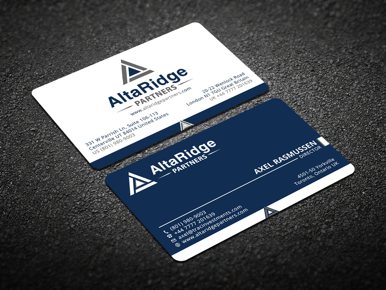 Diseño de Tarjeta de Presentación por Verified artistry para AltaRidge Partners | Diseño #10012616