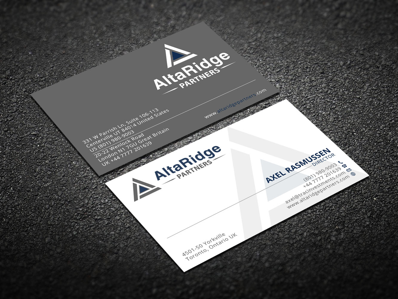 Business Card Design by Verified artistry (Design garden) for AltaRidge Partners | Design #10012624