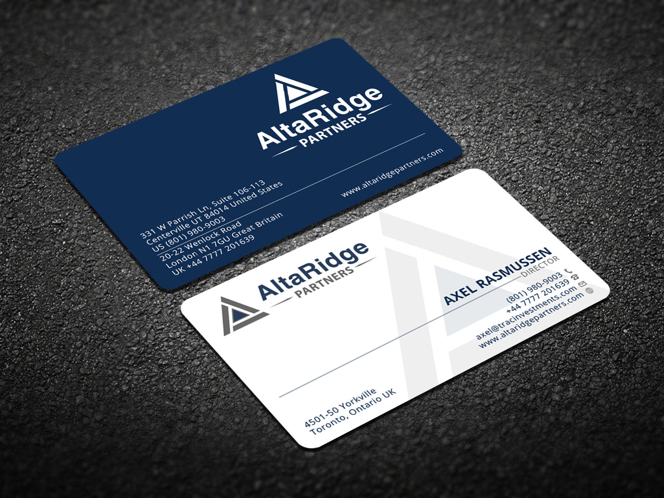 Diseño de Tarjeta de Presentación por Verified artistry para AltaRidge Partners | Diseño #10012627