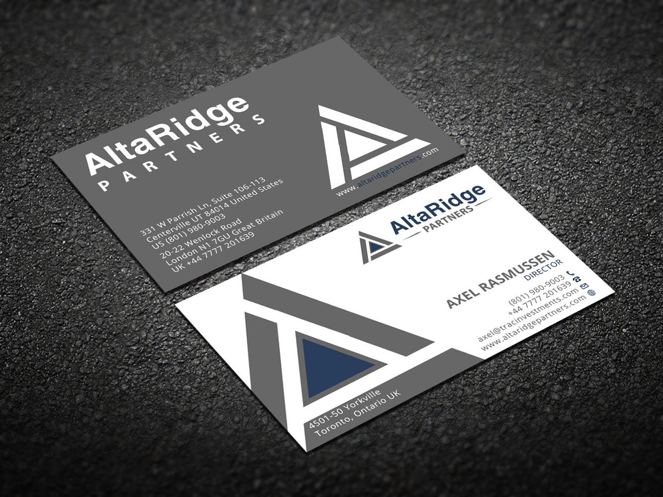 Diseño de Tarjeta de Presentación por Verified artistry para AltaRidge Partners | Diseño #10012628