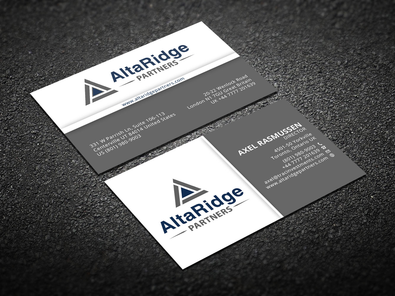 Business Card Design by Verified artistry (Design garden) for AltaRidge Partners | Design #10012635