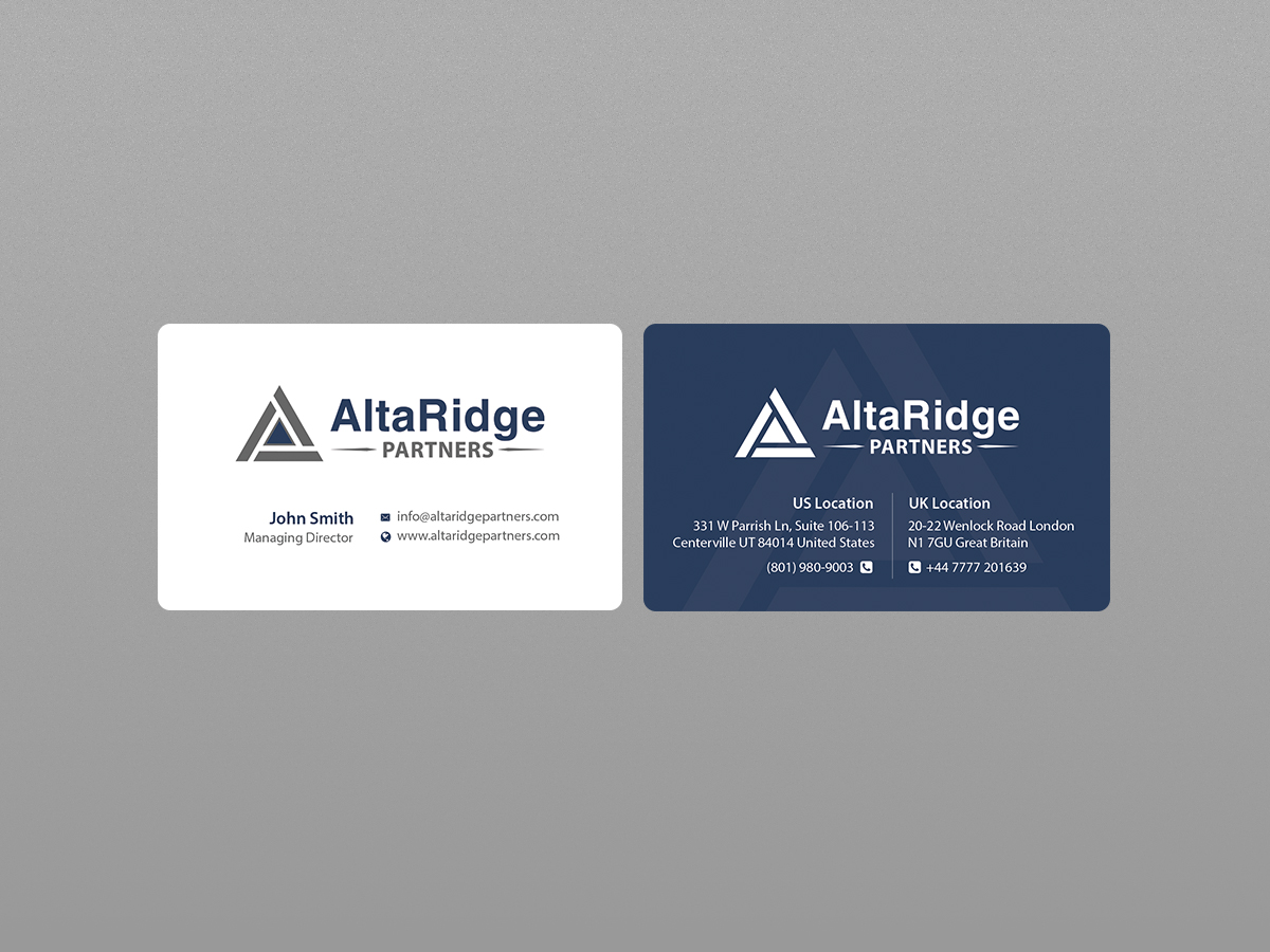 Diseño de Tarjeta de Presentación por Creations Box 2015 para AltaRidge Partners | Diseño #10289132