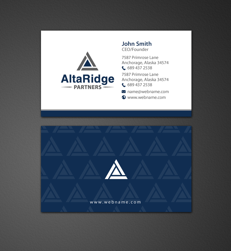 Diseño de Tarjeta de Presentación por chandrayaan.creative para AltaRidge Partners | Diseño #10014204