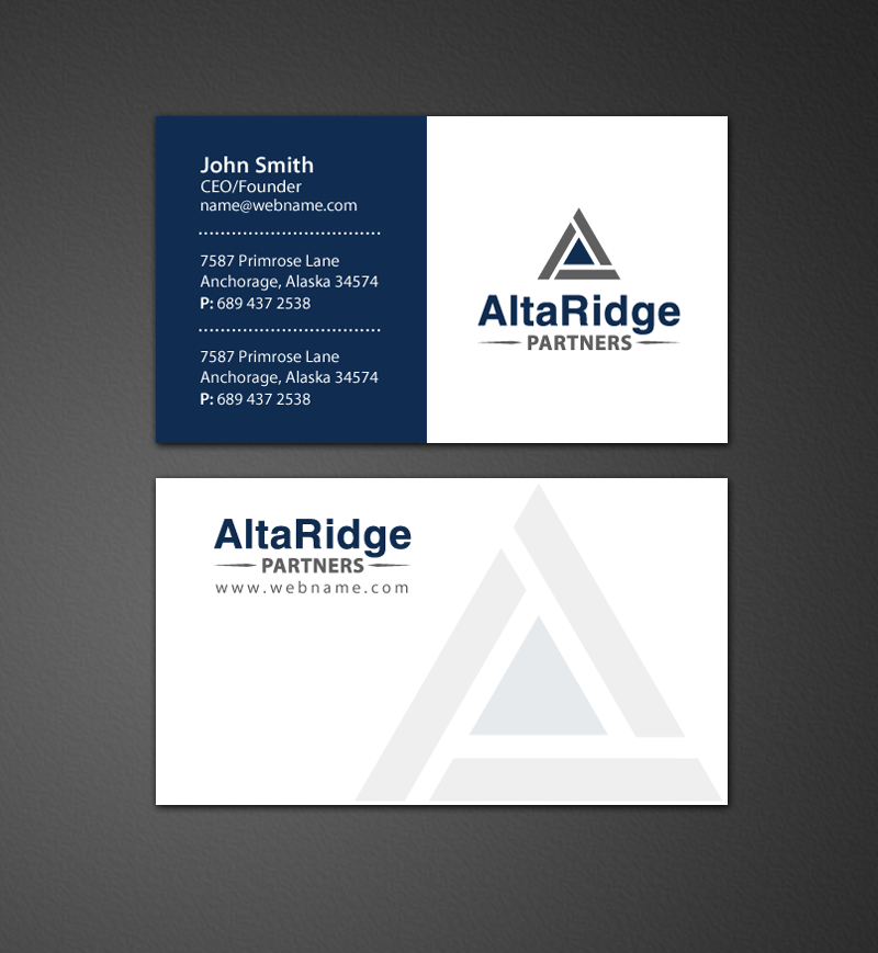 Diseño de Tarjeta de Presentación por chandrayaan.creative para AltaRidge Partners | Diseño #10014206