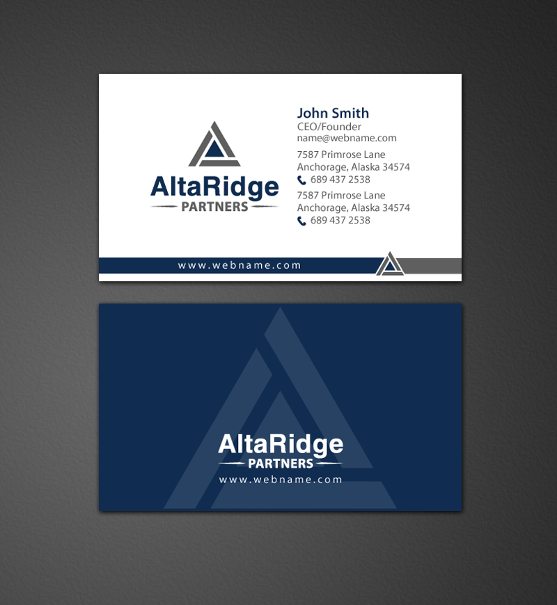 Diseño de Tarjeta de Presentación por chandrayaan.creative para AltaRidge Partners | Diseño #10014209
