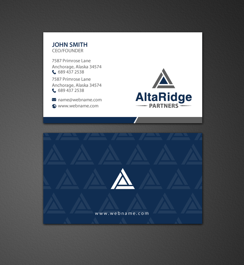 Diseño de Tarjeta de Presentación por chandrayaan.creative para AltaRidge Partners | Diseño #10014237