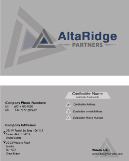 Diseño de Tarjeta de Presentación por tanja.dudka para AltaRidge Partners | Diseño #10015579