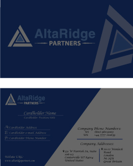 Design de Carte de Visite par tanja.dudka pour AltaRidge Partners | Design : #10026918