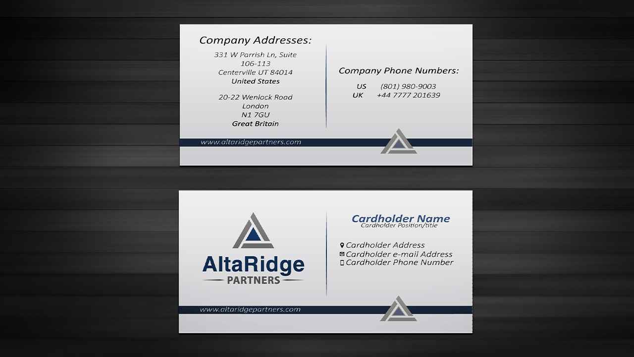 Business Card Design by tanja.dudka for AltaRidge Partners | Design #10098290