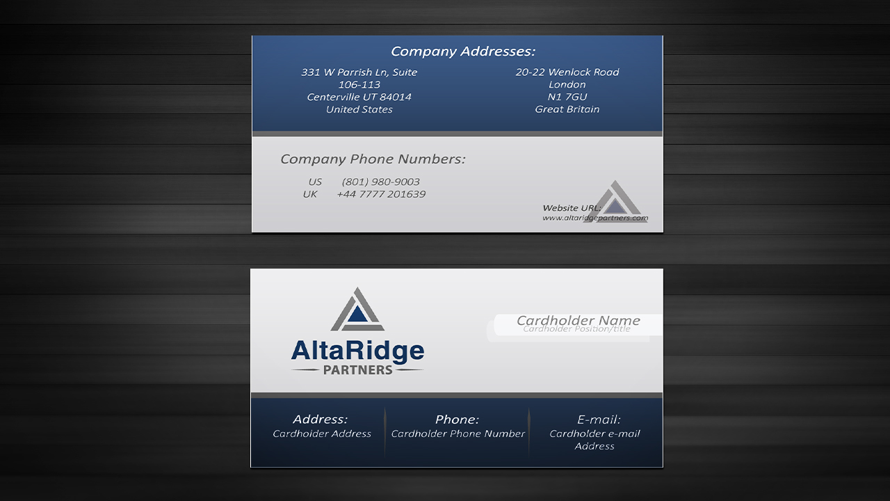 Business Card Design by tanja.dudka for AltaRidge Partners | Design #10110305