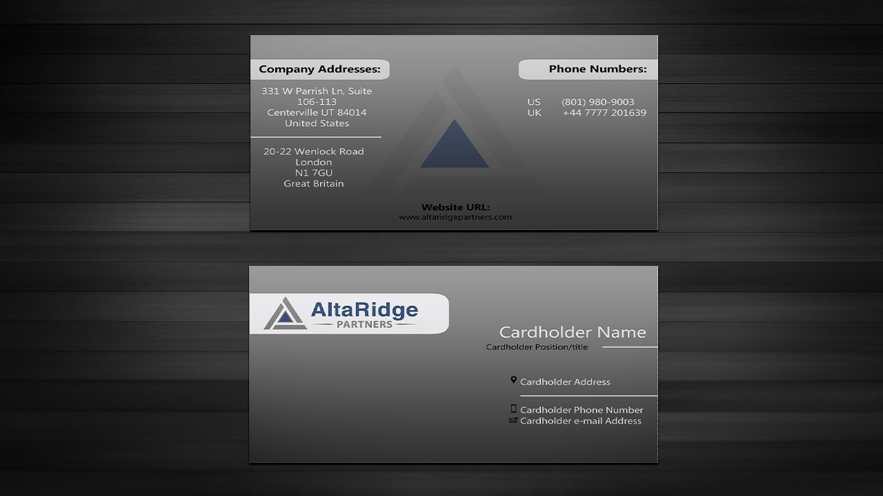 Business Card Design by tanja.dudka for AltaRidge Partners | Design #10116395