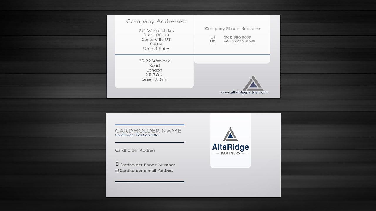 Business Card Design by tanja.dudka for AltaRidge Partners | Design #10132916