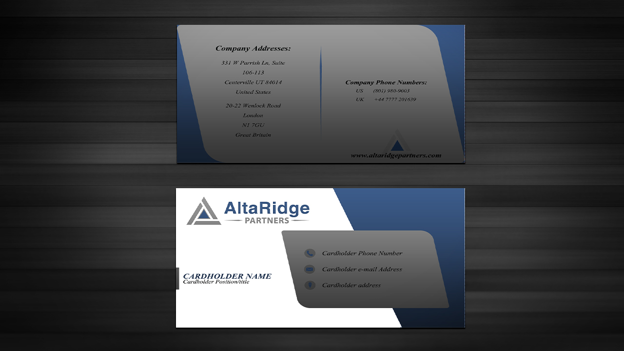 Business Card Design by tanja.dudka for AltaRidge Partners | Design #10162269