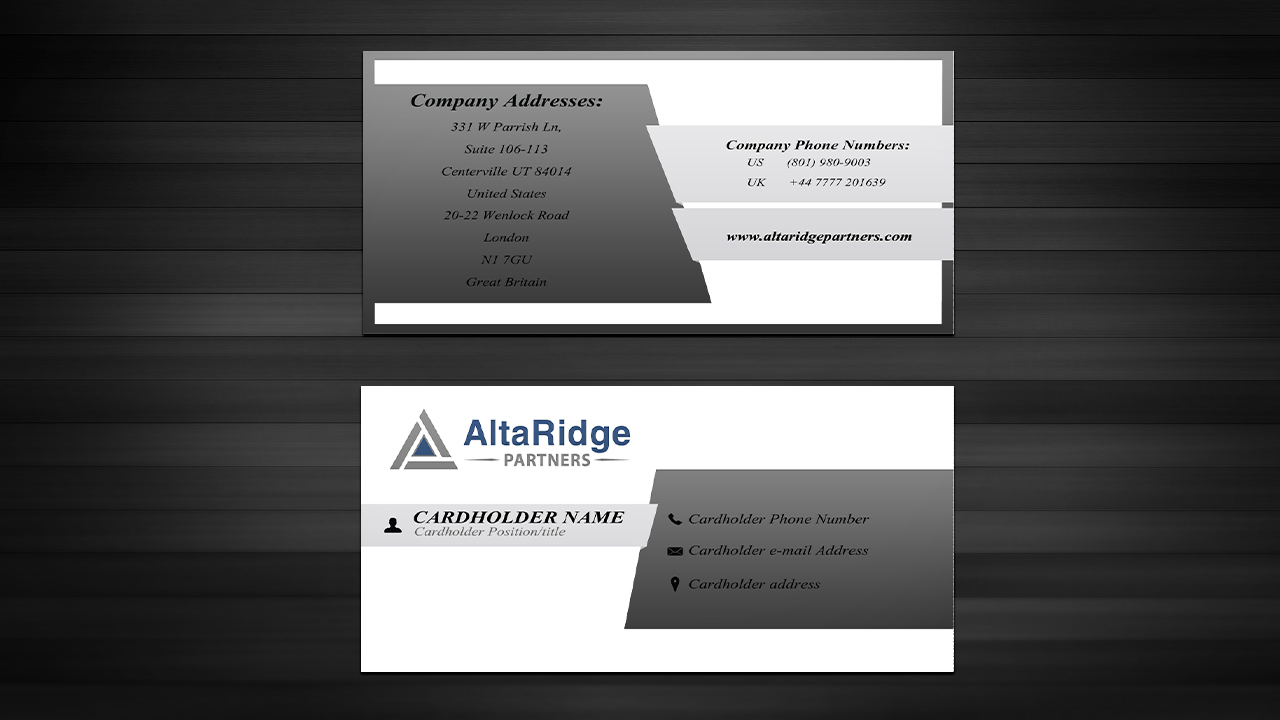 Business Card Design by tanja.dudka for AltaRidge Partners | Design #10162271
