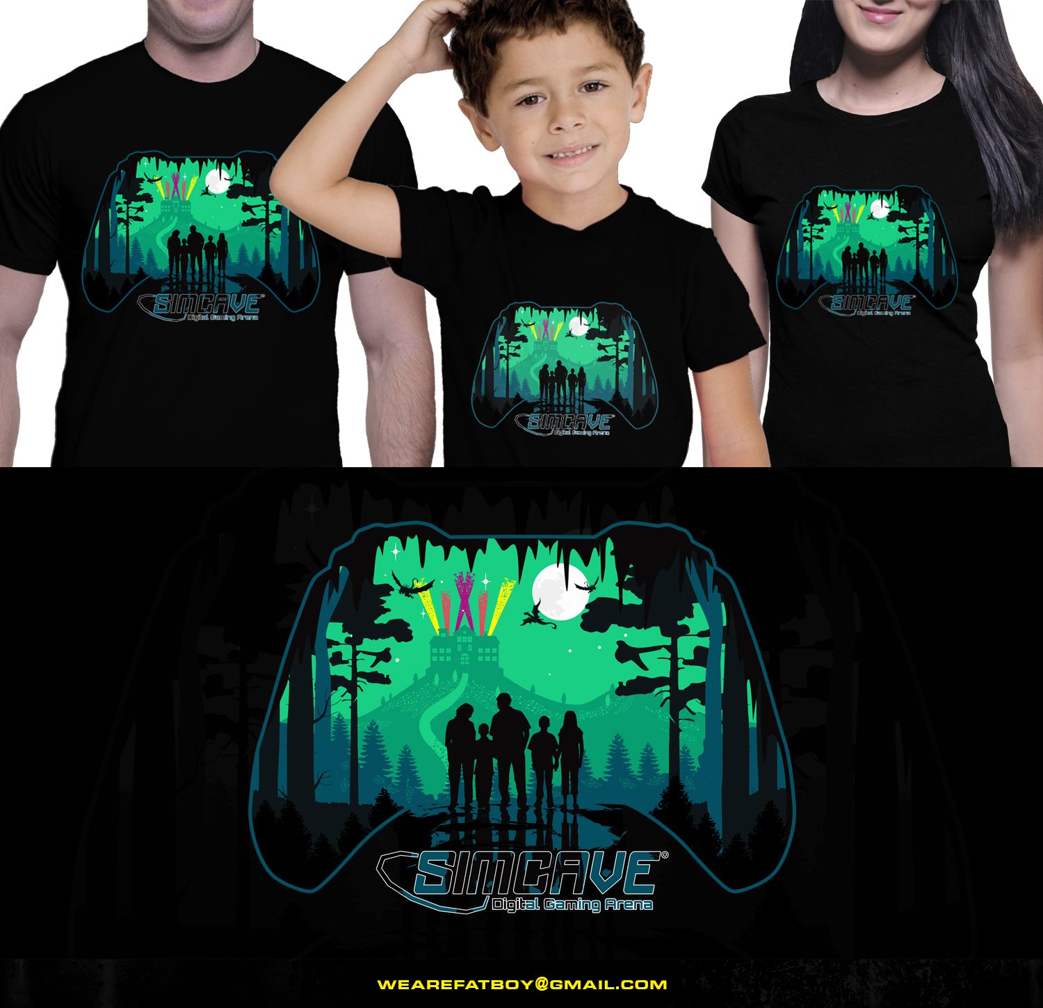 T-shirt Design by Fatboy Graphic for SimCave Digital Gaming Arena | Design #10409078