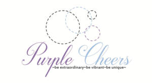 Purple Cheers in big lettering below the logo and below purple cheers in small writing say ~be extraordinary ~be vibrant ~be unique | Logo Design by lubka.dimitrova