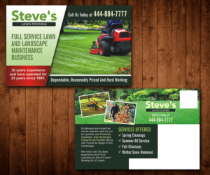 Postcard Design by Designers Hub for Steve's Lawn Mowing | Design: #10131615