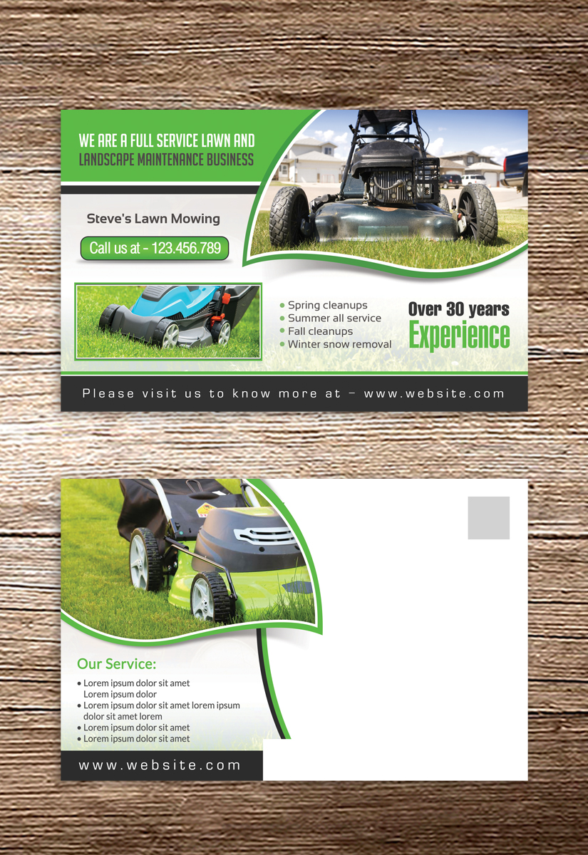 Postcard Design by debdesign for Steve's Lawn Mowing | Design #10078303