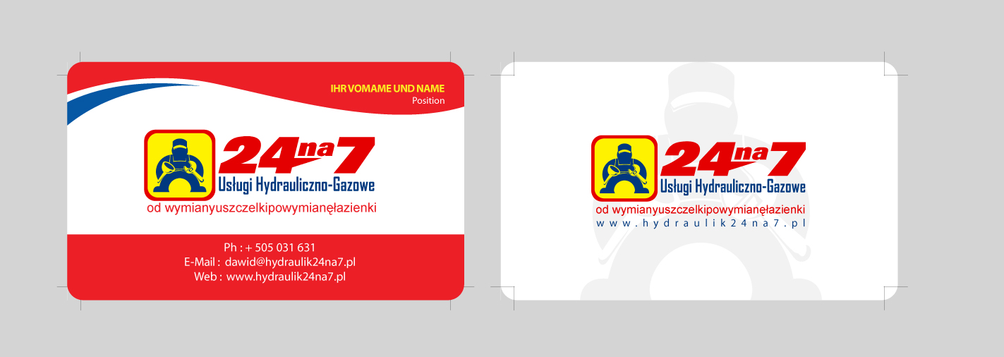 Business Card Design by ApurbaMan for 24na7 Uslugi Hydrauliczno-Gazowe | Design #10238350