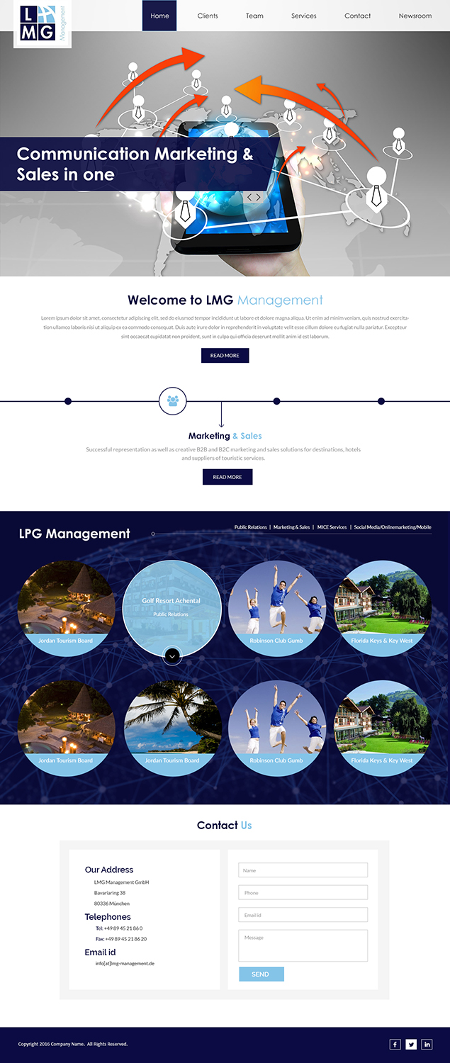 Diseño de Página de Aterrizaje por Creations Box 2015 para LMG Management GmbH | Diseño #10146549