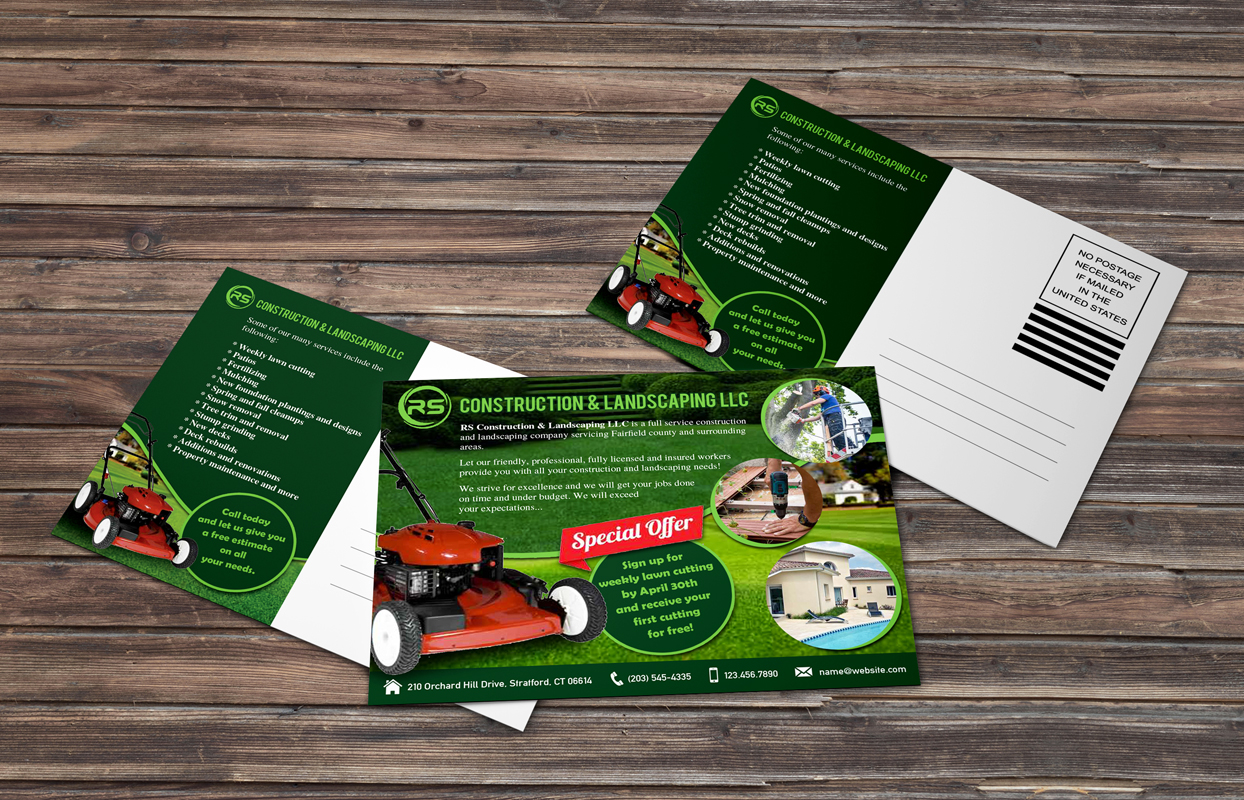 Postcard Design by Memorylane for RS Construction & Landscaping LLC | Design #10141688