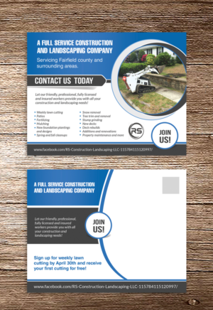 Postcard Design by debdesign for RS Construction & Landscaping LLC | Design: #10093439