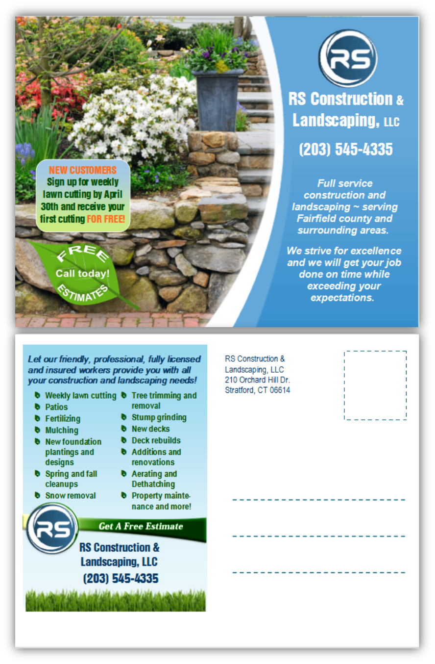 Postkarten-Design von citygirl17 für RS Construction & Landscaping LLC | Design #10207832