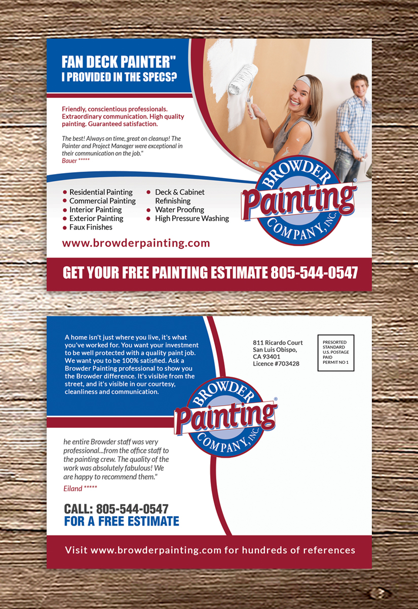 Postcard Design by debdesign for Browder Painting Company | Design #10207693