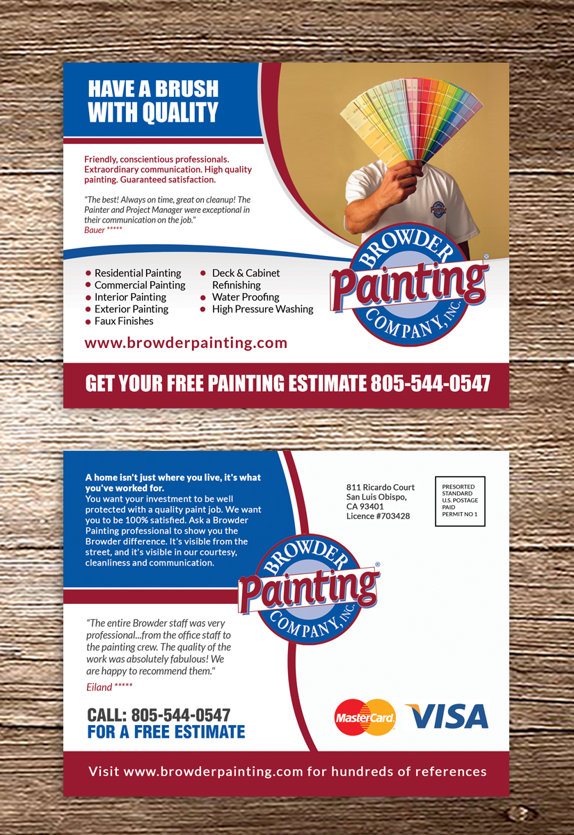 Design de Carte Postale par debdesign pour Browder Painting Company | Design #10220499