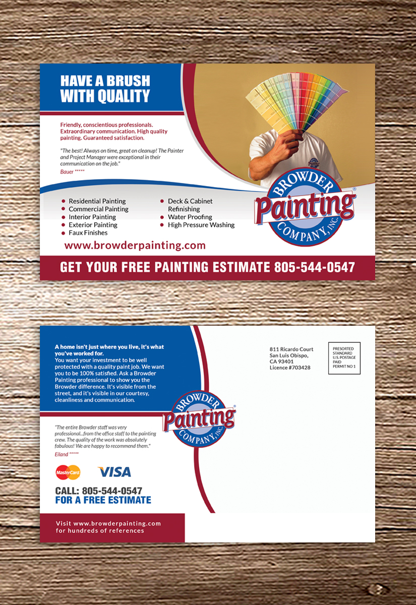 Postcard Design by debdesign for Browder Painting Company | Design #10285270