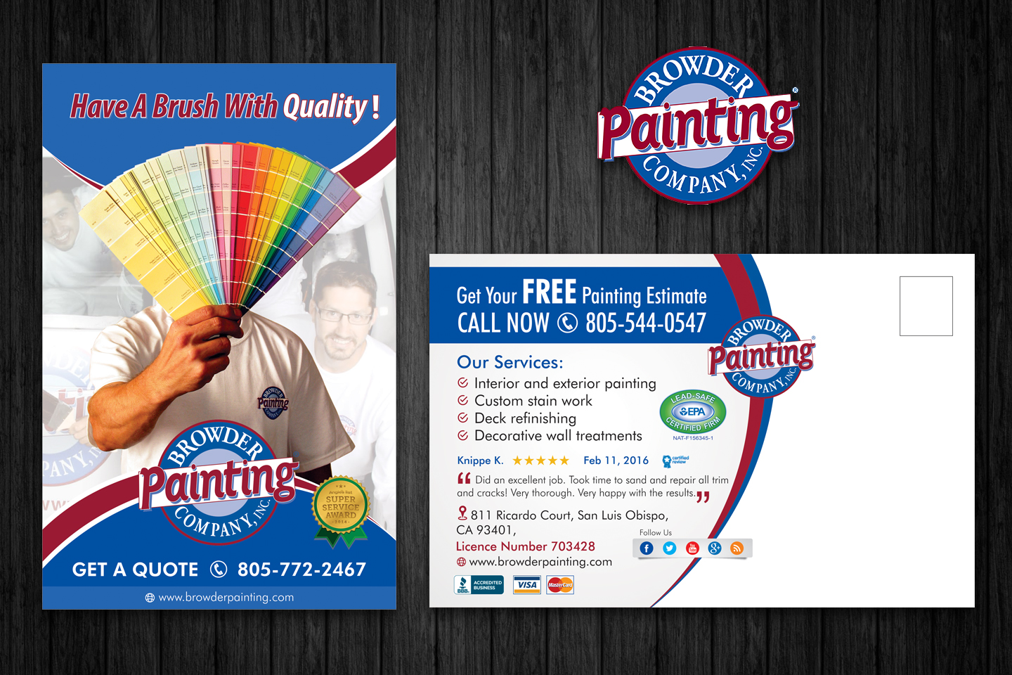 Design de Carte Postale par ecorokerz pour Browder Painting Company | Design #10183758