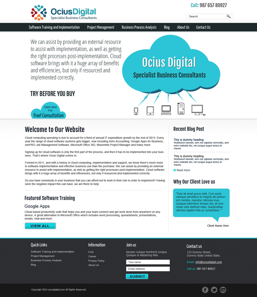 Design Wordpress par Chikki pour Ocius Digital | Design #2169970