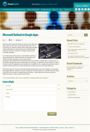 Wordpress Design by jeckx2 for Ocius Digital | Design: #2172022