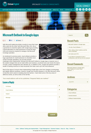 Wordpress Design by jeckx2 for Ocius Digital | Design: #2173933