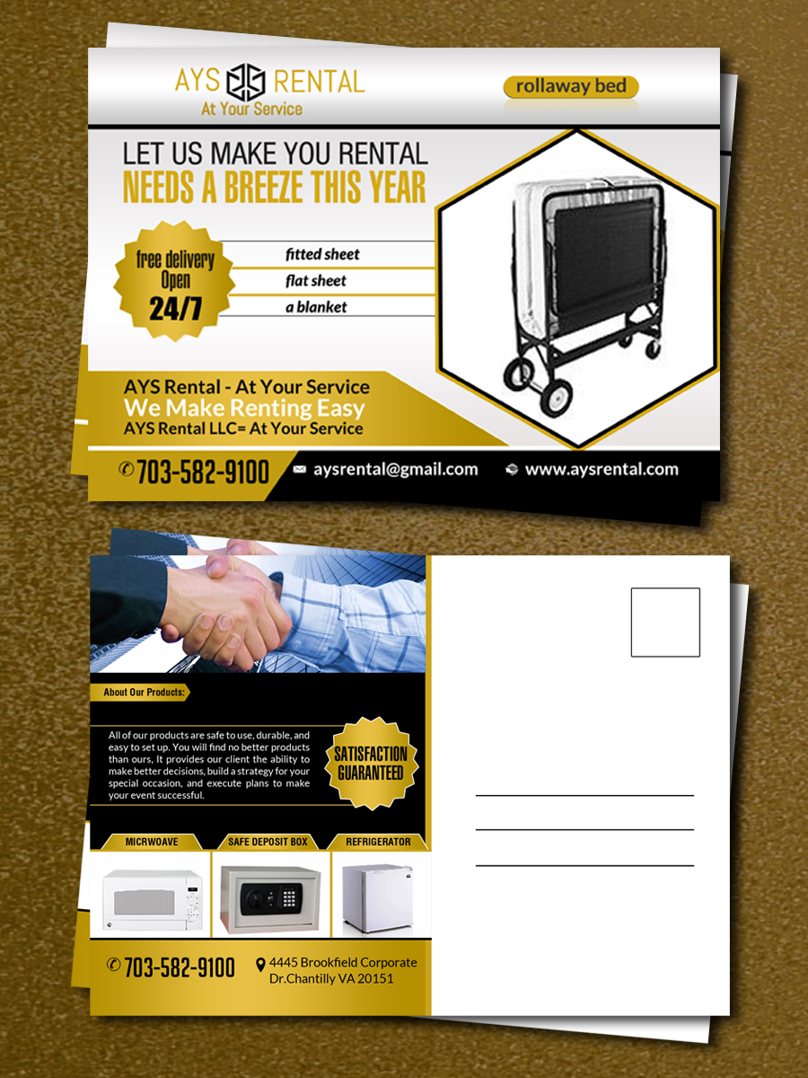 Postcard Design by debdesign for AYS RENTAL | Design #10104366