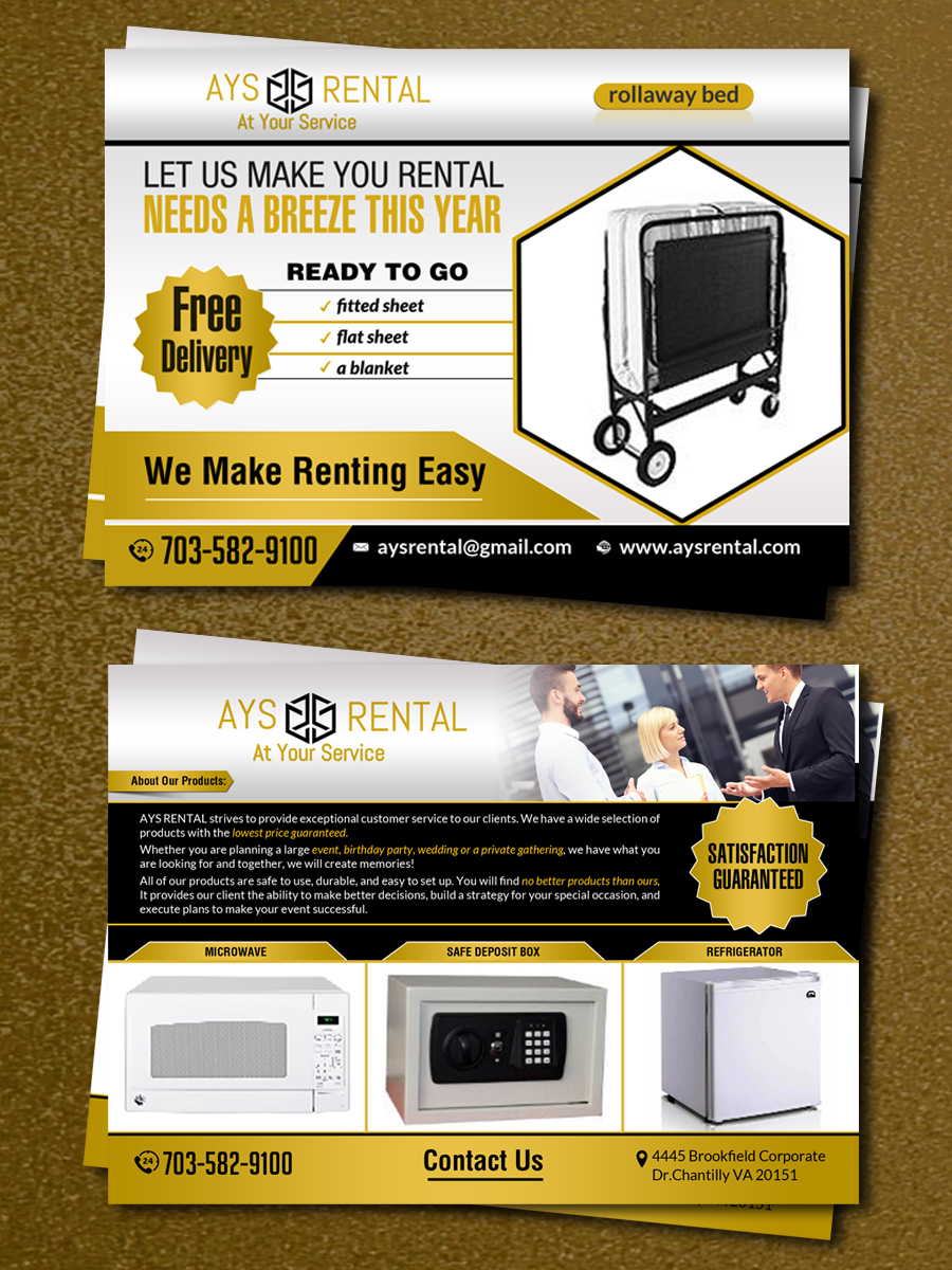 Postcard Design by debdesign for AYS RENTAL | Design #10120171