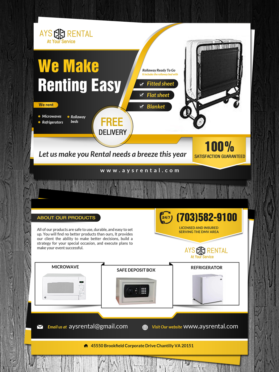 Postcard Design by debdesign for AYS RENTAL | Design #10121166