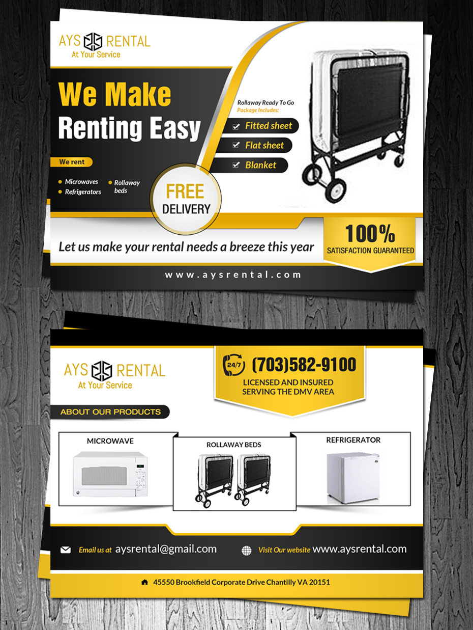 Postcard Design by debdesign for AYS RENTAL | Design: #10194283