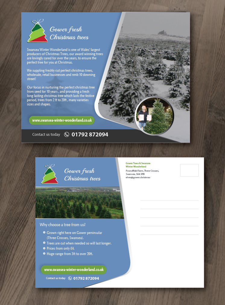Diseño de Postal por alex989 para gower fresh christmas trees | Diseño #10132224