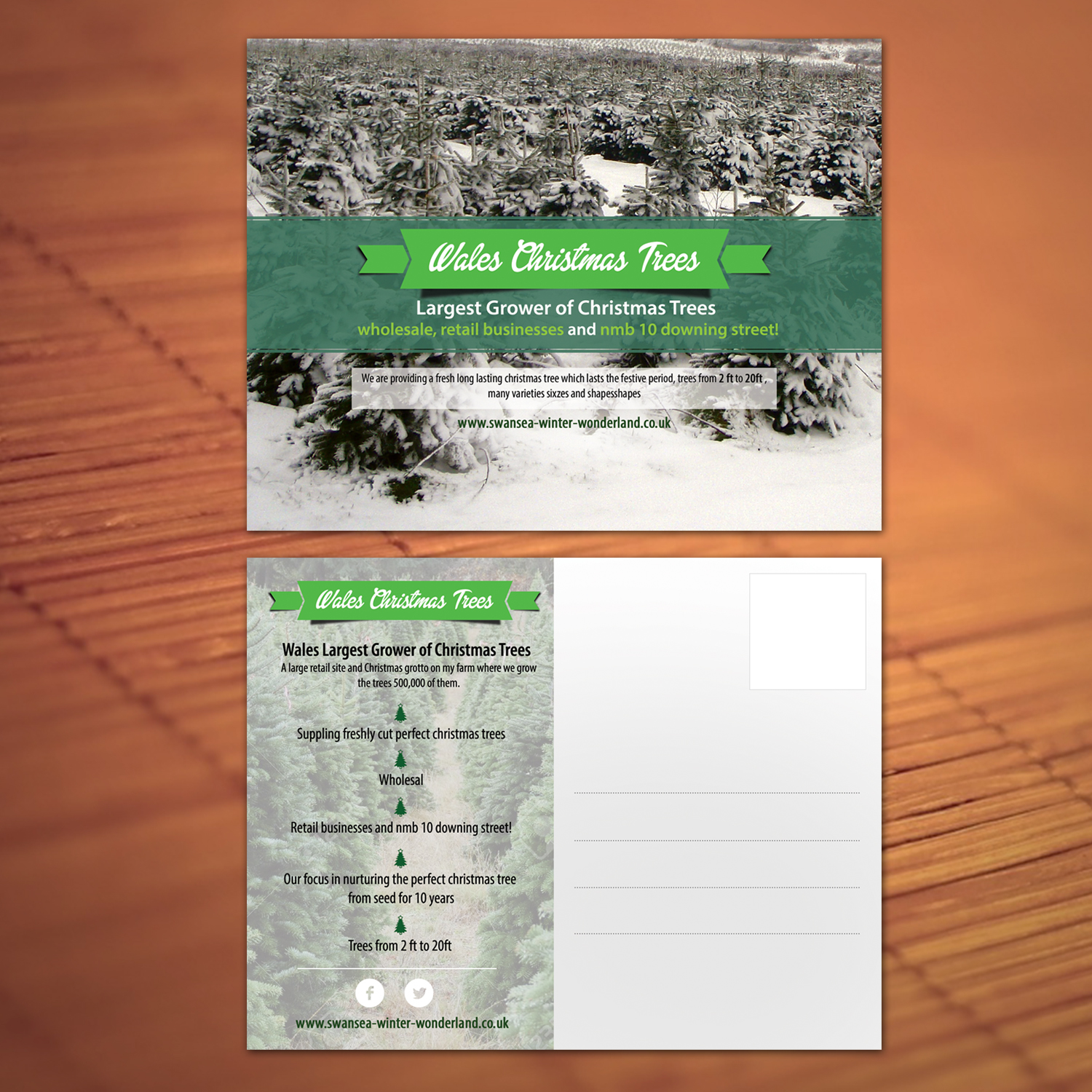 Postcard Design by Creative P for gower fresh christmas trees | Design #10162488