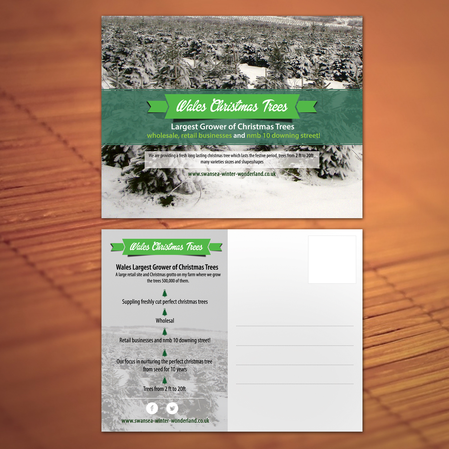 Postcard Design by Creative P for gower fresh christmas trees | Design #10174935