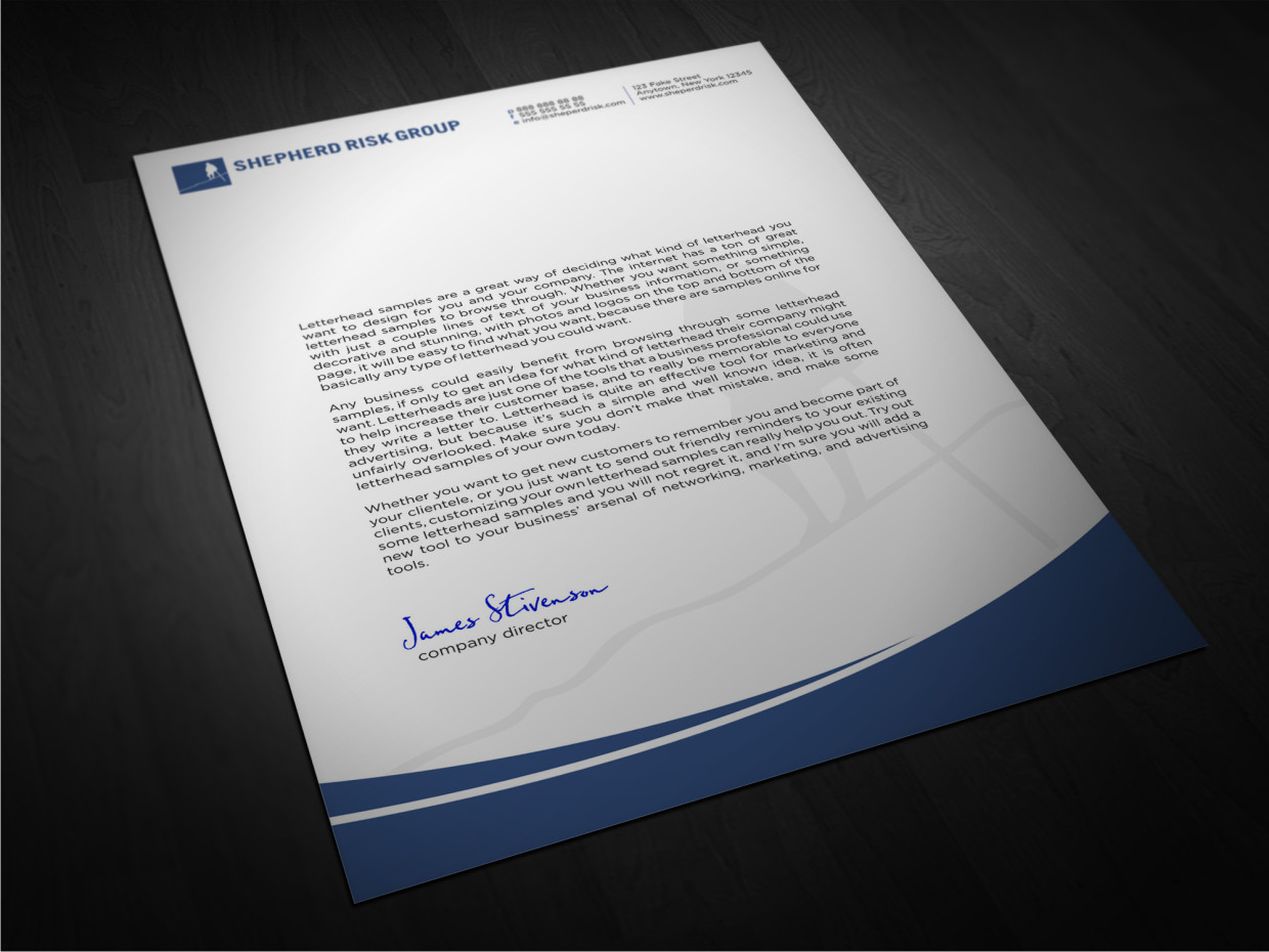 Letterhead Design by Atvento Graphics for Shepherd Risk Group | Design #2149799