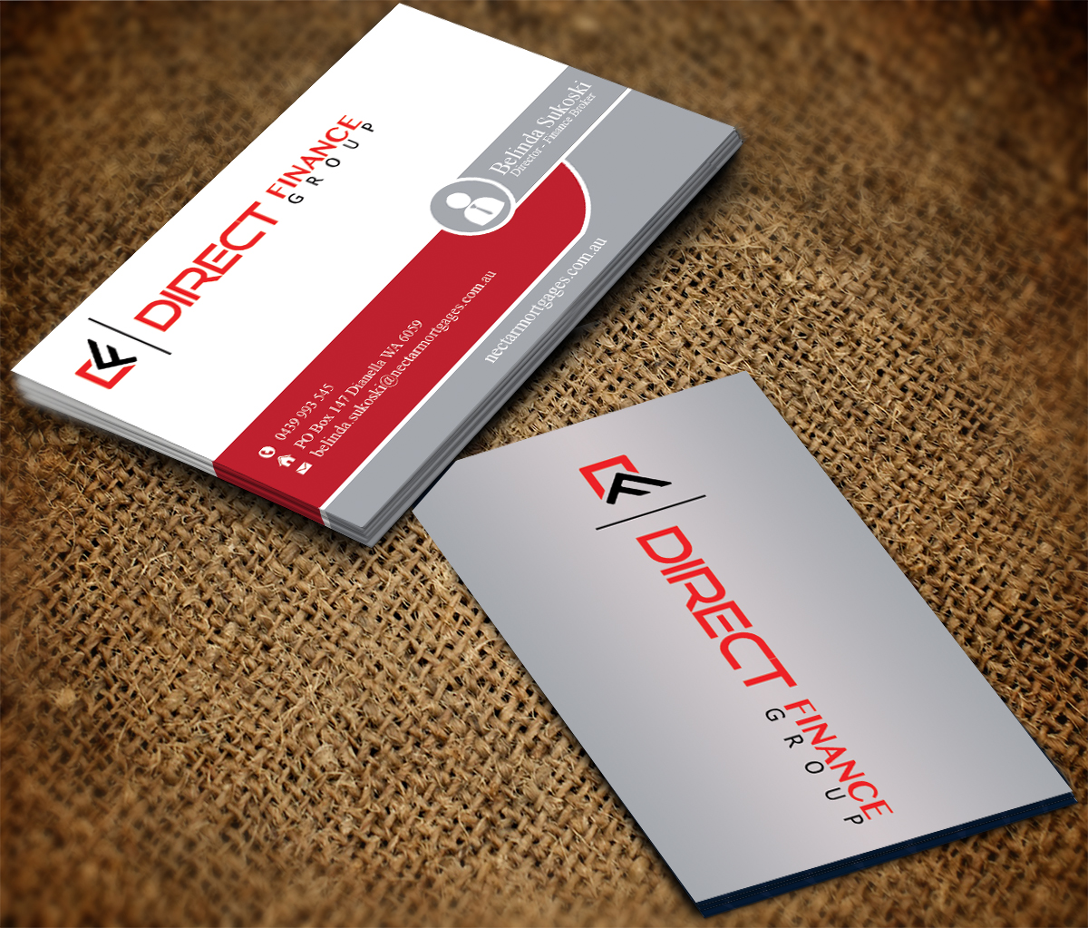 Design de Carte de Visite par gayathrik2244 pour Direct Finance Group Australia | Design #10223489